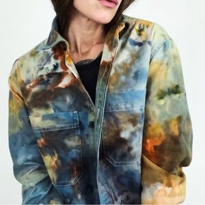 Suede Tie-Dye Jacket with Button Front